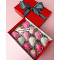 12pcs 4 Shades of Pink Chocolate Strawberries Gift Box